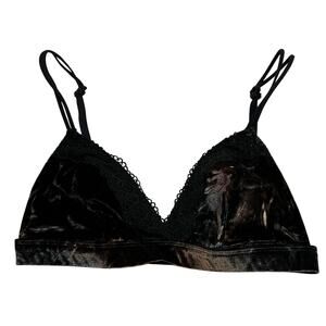 Xhilaration Velvet Lace Trim Bralette Size Medium Velour Whimsigoth Festival